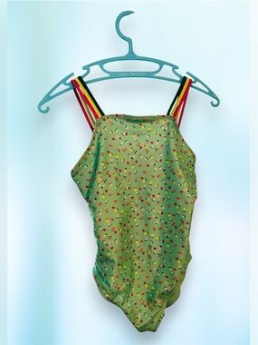 GAP Neon Green One-Piece with Multicolor Strap Accents
